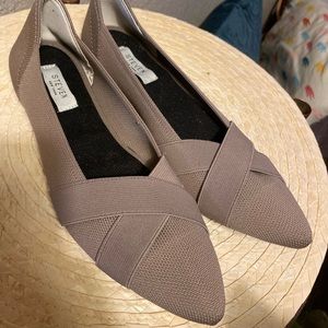 Steven Taupe Comfy Pointy Toe Flats